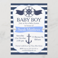 Convite para Chás de fraldas Marítimos