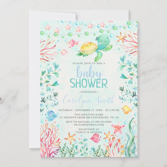 Convite para Chás de fraldas Marítimos (Frente)