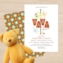 Convite para Chás de fraldas Moderno do Século méd