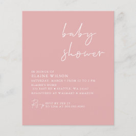 Convite para Chás de fraldas Moderno Rosa Simples 