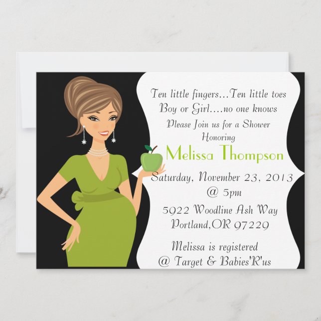 Convite para Chás de fraldas Modernos (Frente)