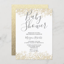 Convite para Chás de fraldas Modernos com Glitter 