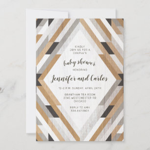 Convite para Chás de fraldas Neutros de Boho Wood