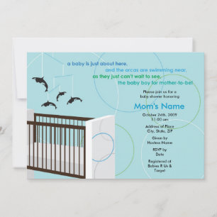 Convite para Chás de fraldas Orca Mobile e Crib Fl