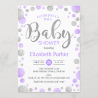 Convite para chás de fraldas - Pontos prateados ro