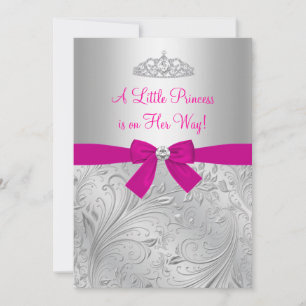 Convite para Chás de fraldas princesa Silver Swirl