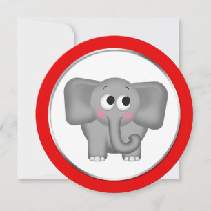 Convite para Chás de fraldas redondos de elefante