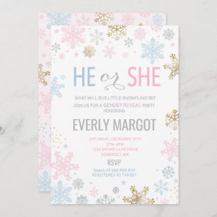 Convite para Chás de fraldas Revelar Gênero de Inv