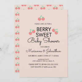 Convite para Chás de fraldas Rosa-Fruta de Cerejas