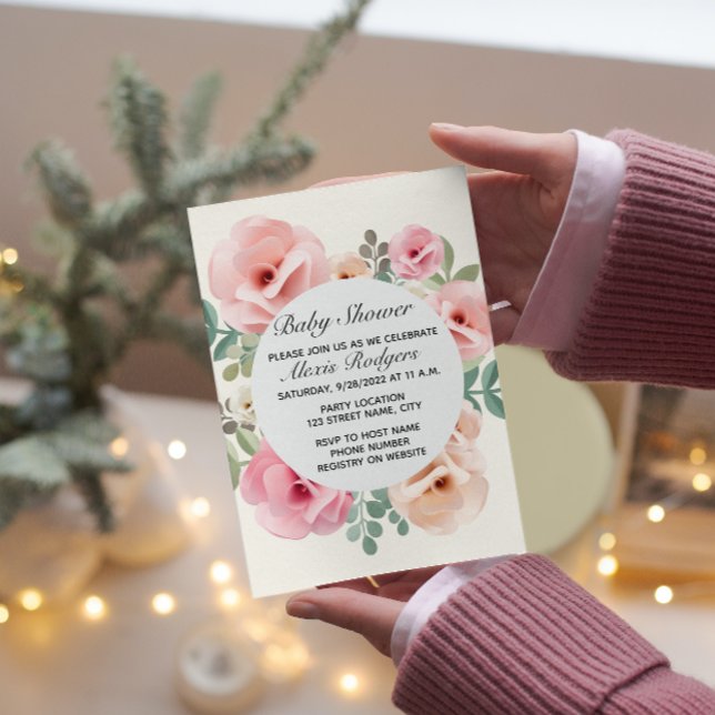 Convite para Chás de fraldas Rosa Rosa Rosa Rosa R (Criador carregado)