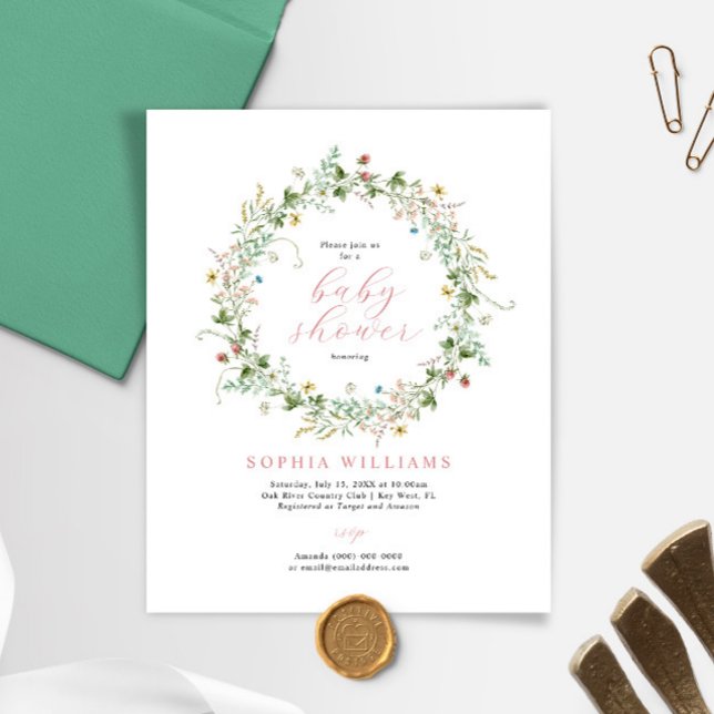 Convite para Chás de fraldas Russos de Flores Selv (Criador carregado)