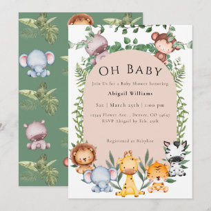 Convite para Chás de fraldas Safari