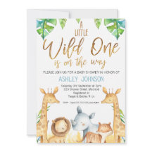 Convite para Chás de fraldas Selvagens de Animais 