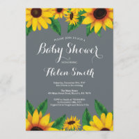 Convite para Chás de fraldas Sunflower