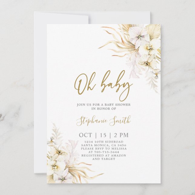 Convite para Chás de fraldas Tropicais Boêmia (Frente)