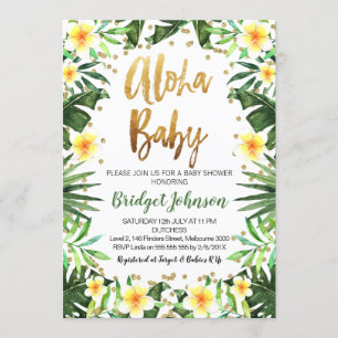 Convite para Chás de fraldas tropical Aloha