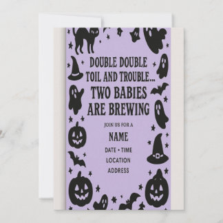 Convite para Chás de fraldas Twin do Halloween