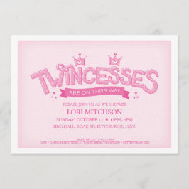 Convite para Chás de fraldas Twin Girls (Rosa)