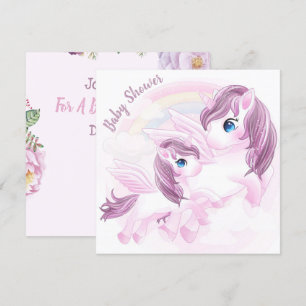 Convite para Chás de fraldas Unicórn