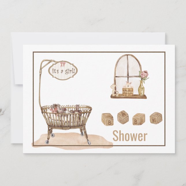 Convite para Chás de fraldas Vintage (Frente)