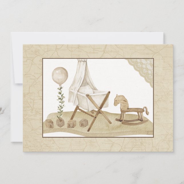 Convite para Chás de fraldas Vintage (Frente)