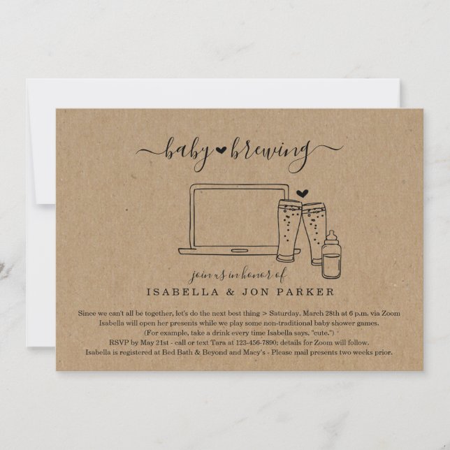 Convite para Chás de fraldas Virtuais de Criação d (Frente)