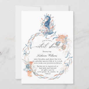 Convite para chás de fraldas virtuais de praia cos