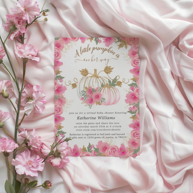 Convite para Chás de fraldas virtuais Pumpkin Dour (Criador carregado)