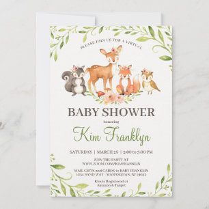 Convite para Chás de fraldas Virtual Woodland