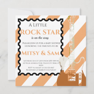 Convite para Chás de fraldas Yellow Rock Star Rock