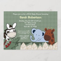 Convite para Chás de fraldas Zanzibar Jungle Crew 