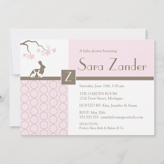 Convite Para Chás De Garotas Gêmeas (Frente)