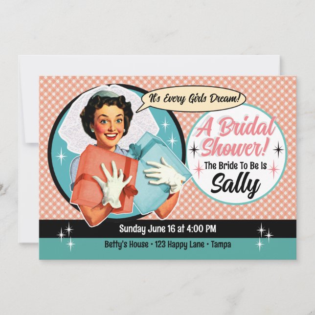 Convite para Chás de noiva feliz - rosa (Frente)