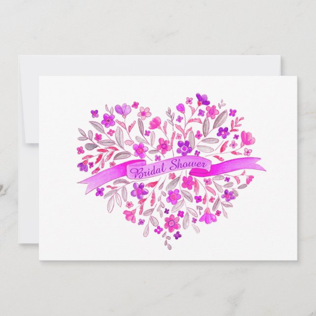 Convite para chás de panela de flores de buquê par (Frente)