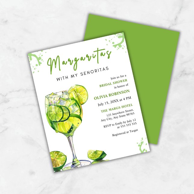 Convite para Chás de panela de Orçamento Margarita (Budget Margaritas with my Senoritas Bridal Shower Invitation )