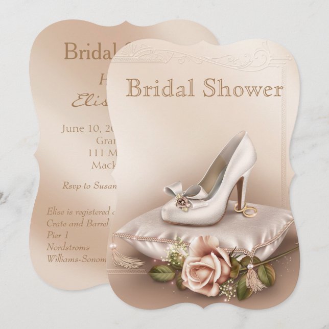 Convite para Chás de panela Dourado e de Casamento (Frente/Verso)