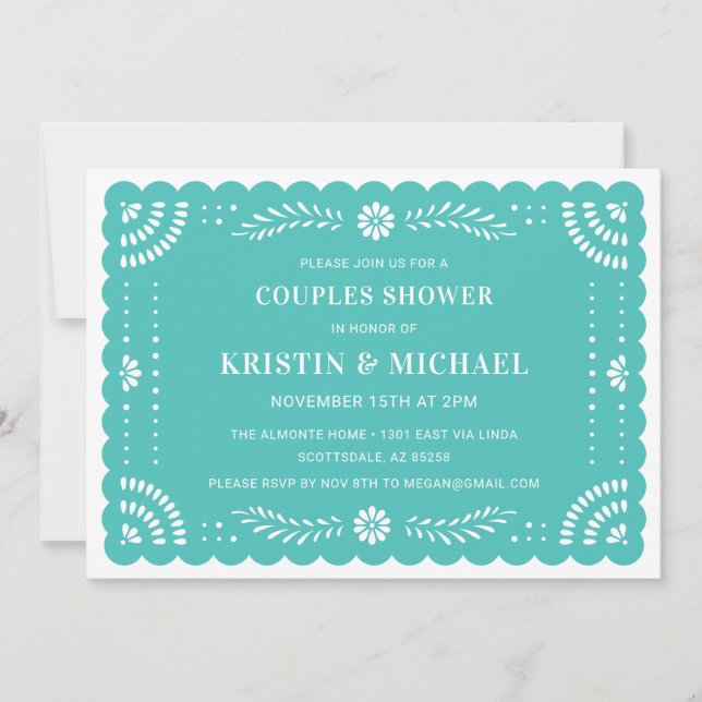 Convite para Chás do Papel Picado Mexicano (Frente)