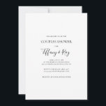 Convite para Chás Elegante Simples<br><div class="desc">Este simples convite para chás elegante é perfeito para o seu moderno evento minimalista preto e branco. O design apresenta fonte contemporânea mínima acompanhada de caligrafia formal. Mantenha-o como está,  ou escolha personalizá-lo com seu próprio trabalho de arte ou fotos!</div>