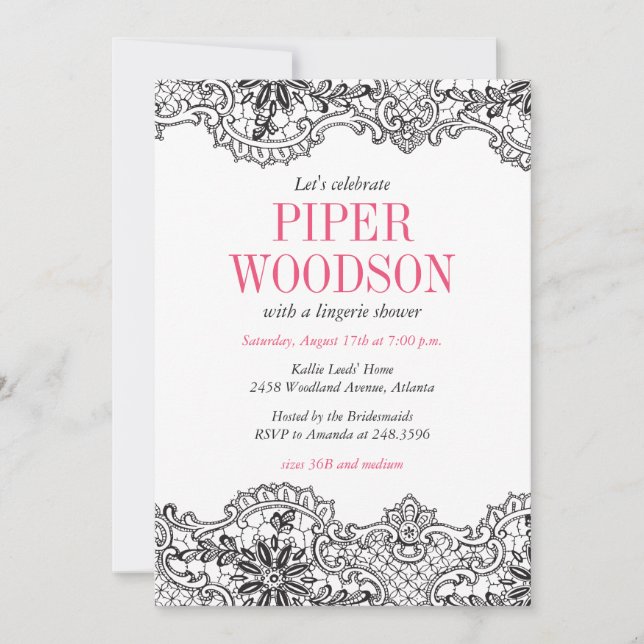 Convite para Chás Lacey Lingerie (Frente)