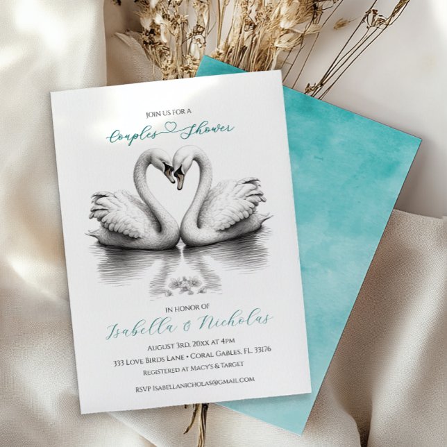 Convite para Chás Teal Swan (Teal Couples Shower)