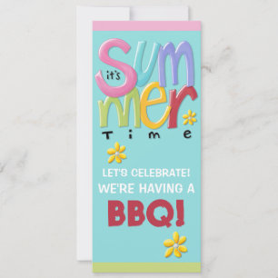 Convite para CHURRASCO azul de verão