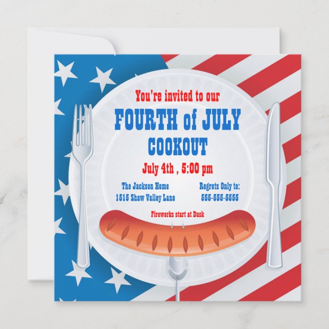 Convite para Churrasco de 4 de Julho (Frente)