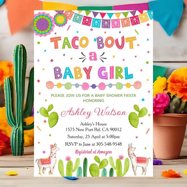 Convite para Churrasco de Bebê Menina Taco 'Bout a (Criador carregado)