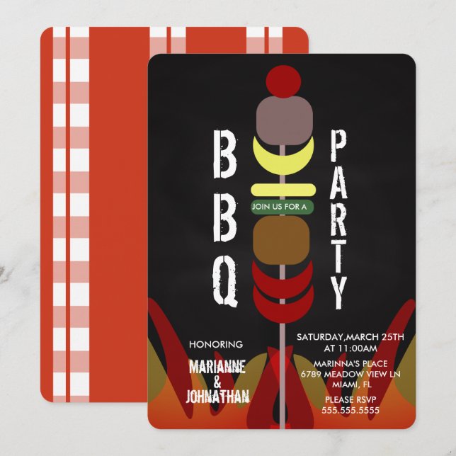 Convite para Churrasco de Espetos de Carne (Frente/Verso)