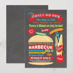 Convite Para CHURRASCO De Hambúrguer De Chalkboar