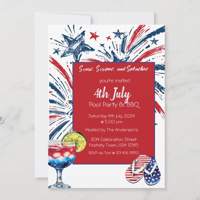Convite para CHURRASCO de Partido piscina 4 de jul (Frente)