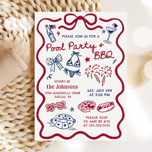 Convite para Churrasco e Festa na Piscina de 4 de