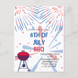Convite para CHURRASCO Fireworks em 4 de julho