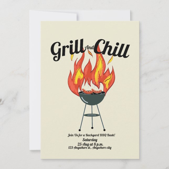 Convite para CHURRASCO Grill & Chill Bash | Partid (Frente)
