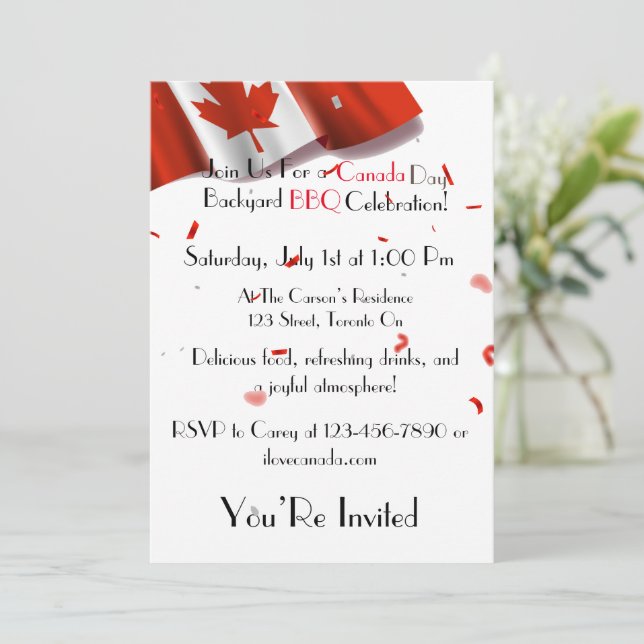 Convite para CHURRASCO no Dia do Canadá (Em pé/Frente)